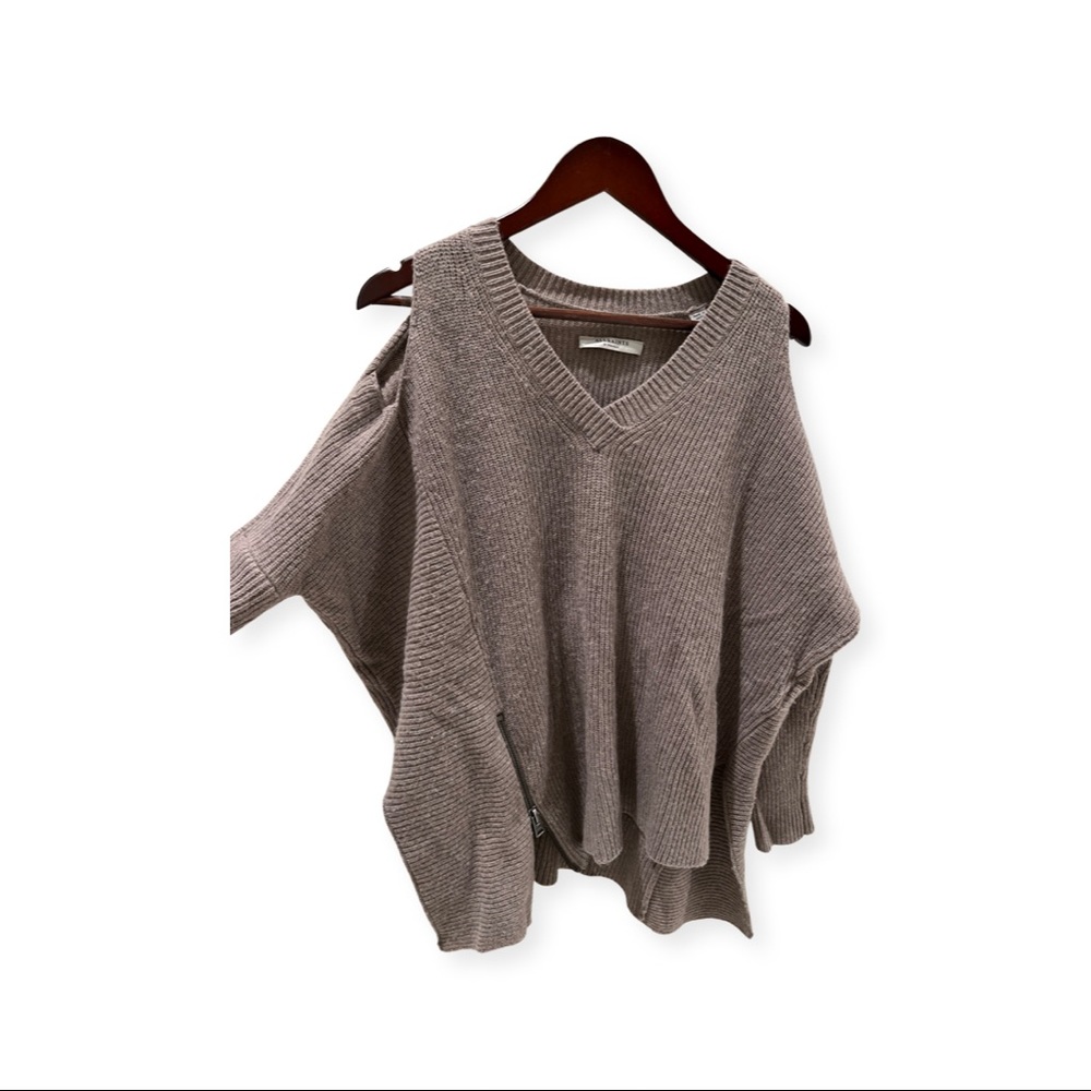 All saints XS sweater with shoulder cut outs and front side zip